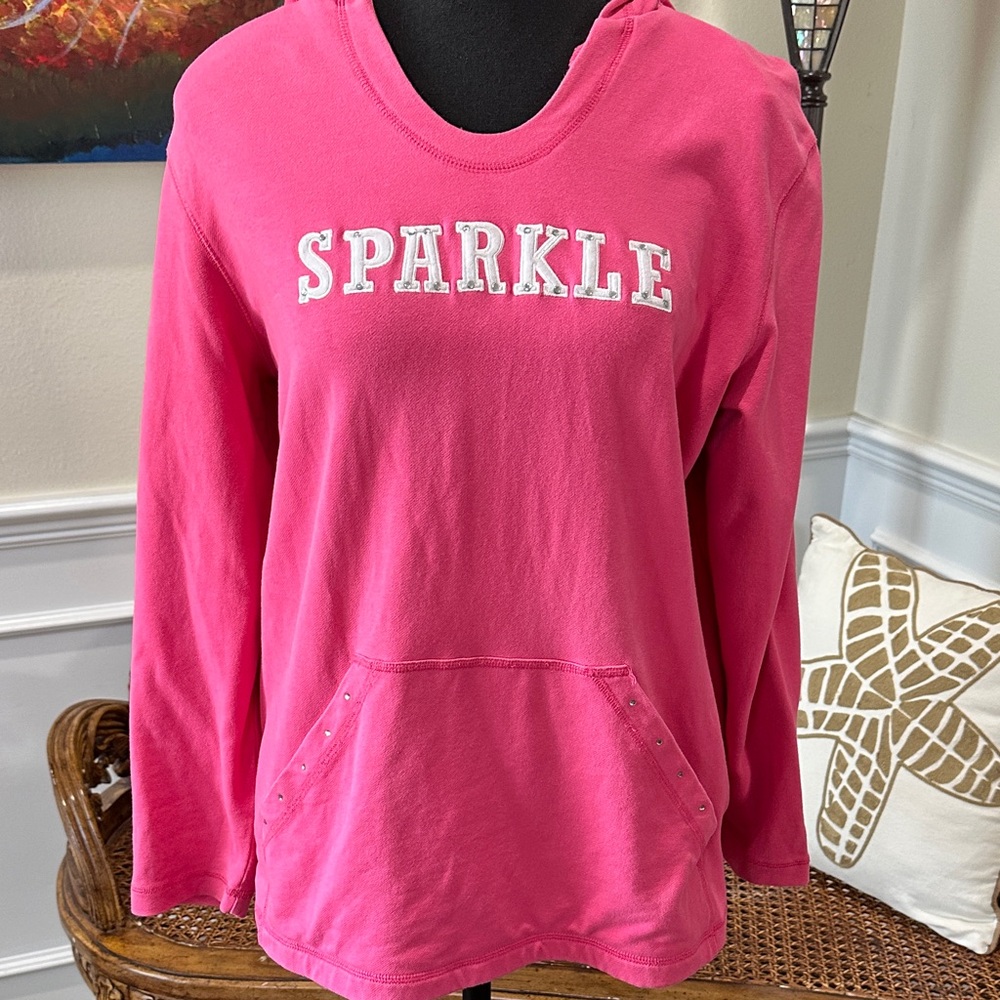 Quacker Factory Hot Pink "SPARKLE" Pullover Hoodie